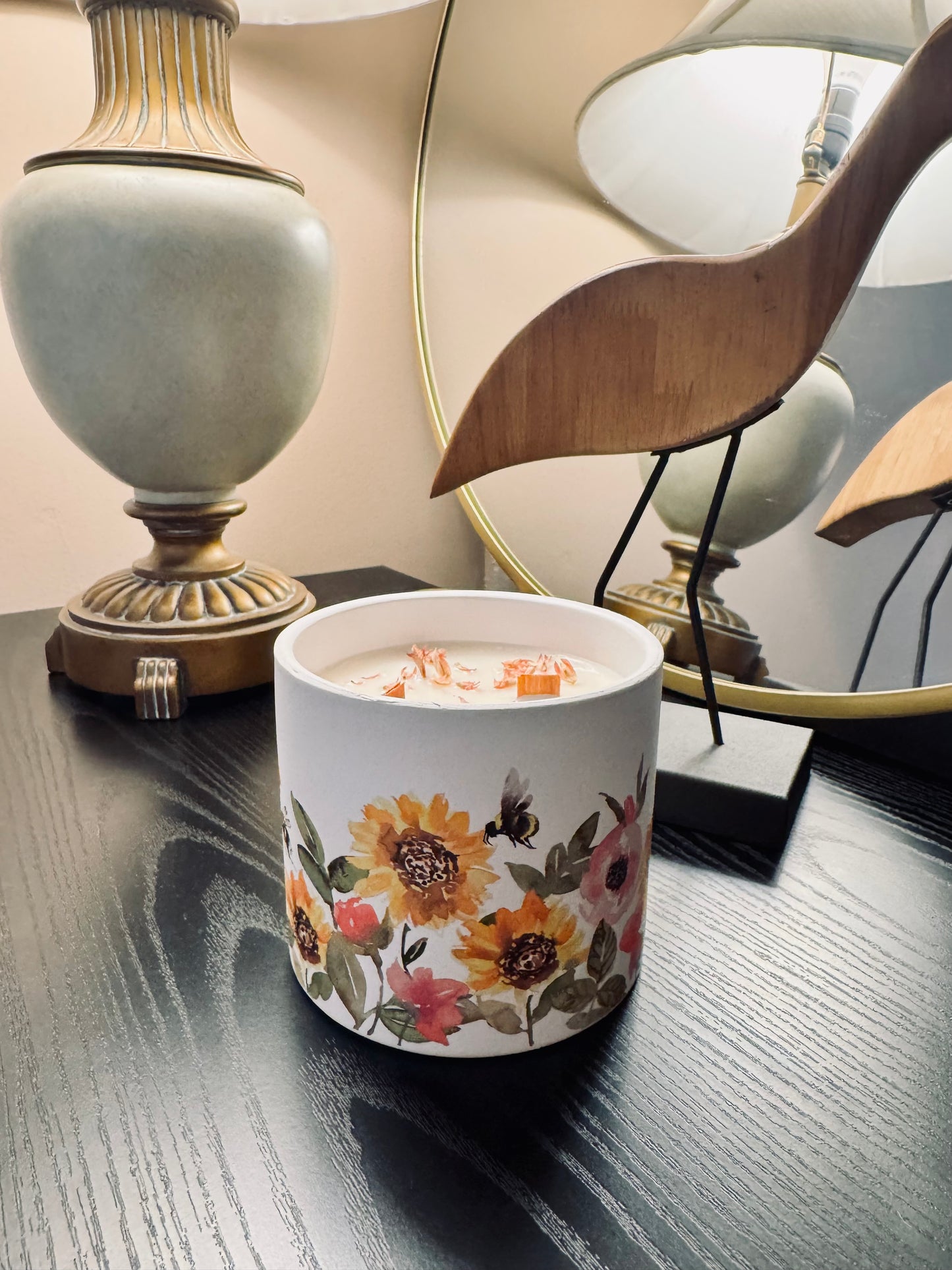 Spring Sunflower and Honeybee Candle