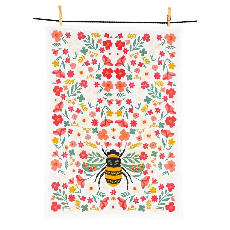 Floral Bee Kitchen Tea Towel