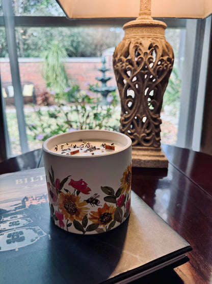 Spring Sunflower and Honeybee Candle