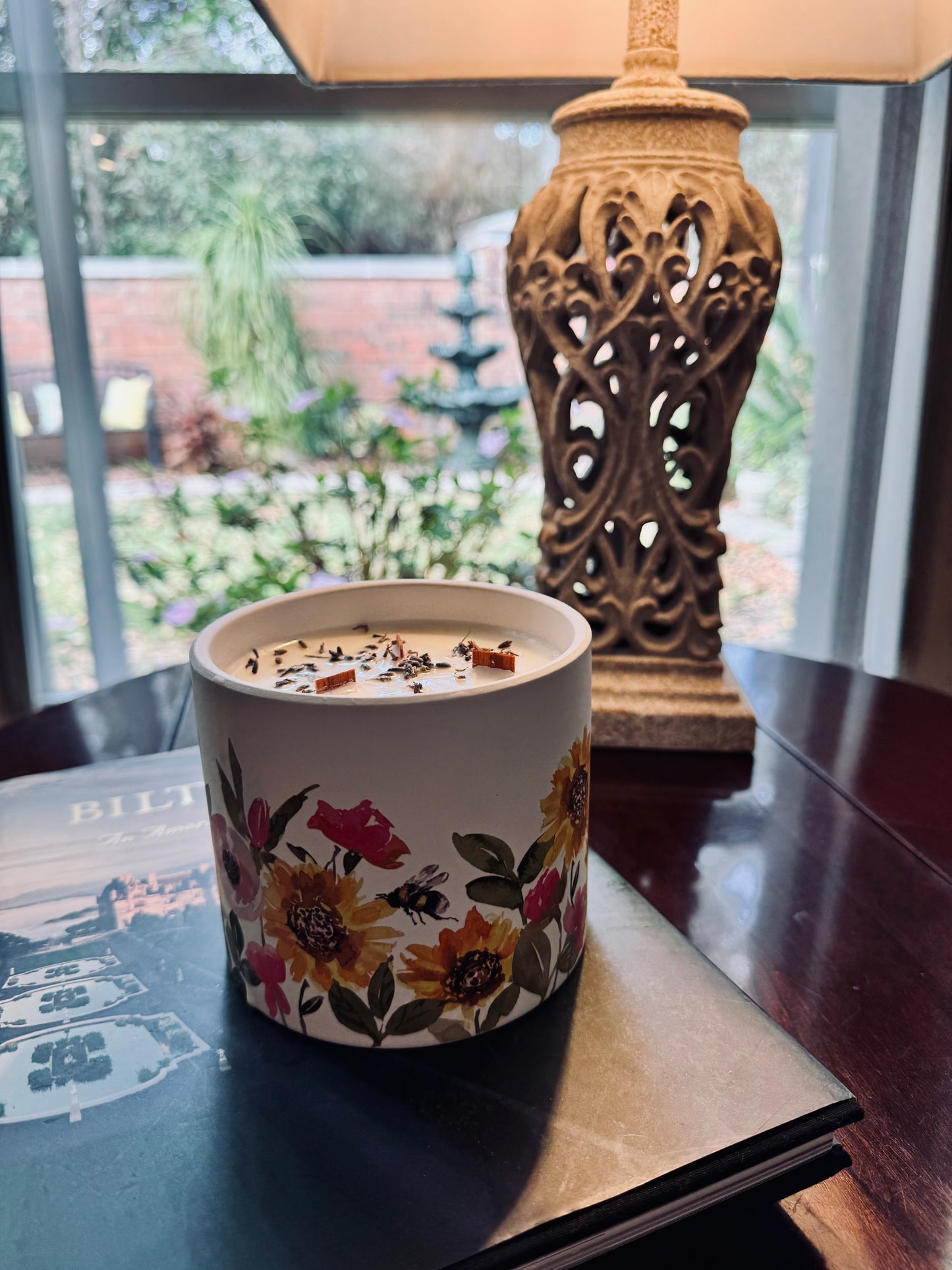 Spring Sunflower and Honeybee Candle