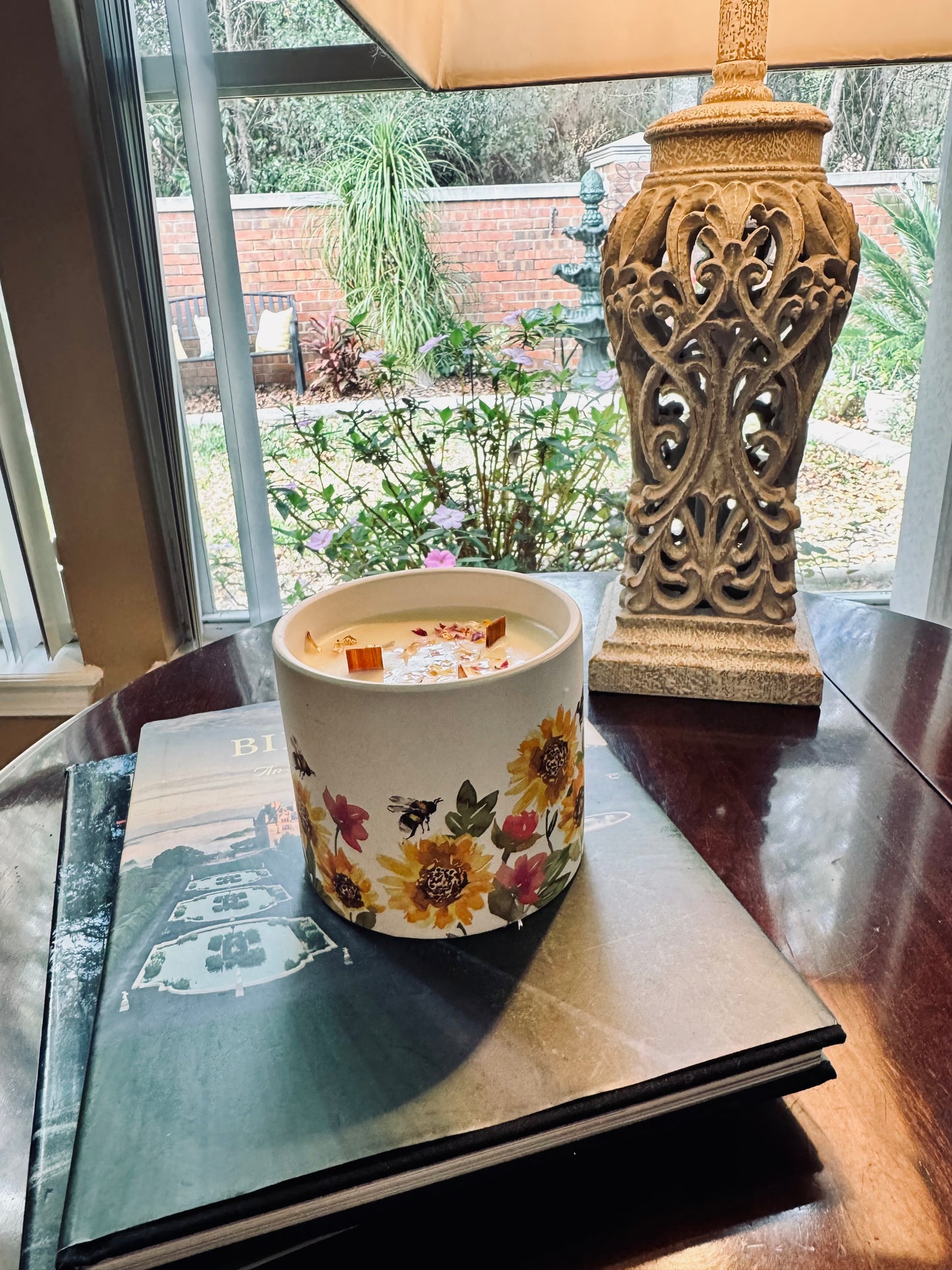 Spring Sunflower and Honeybee Candle