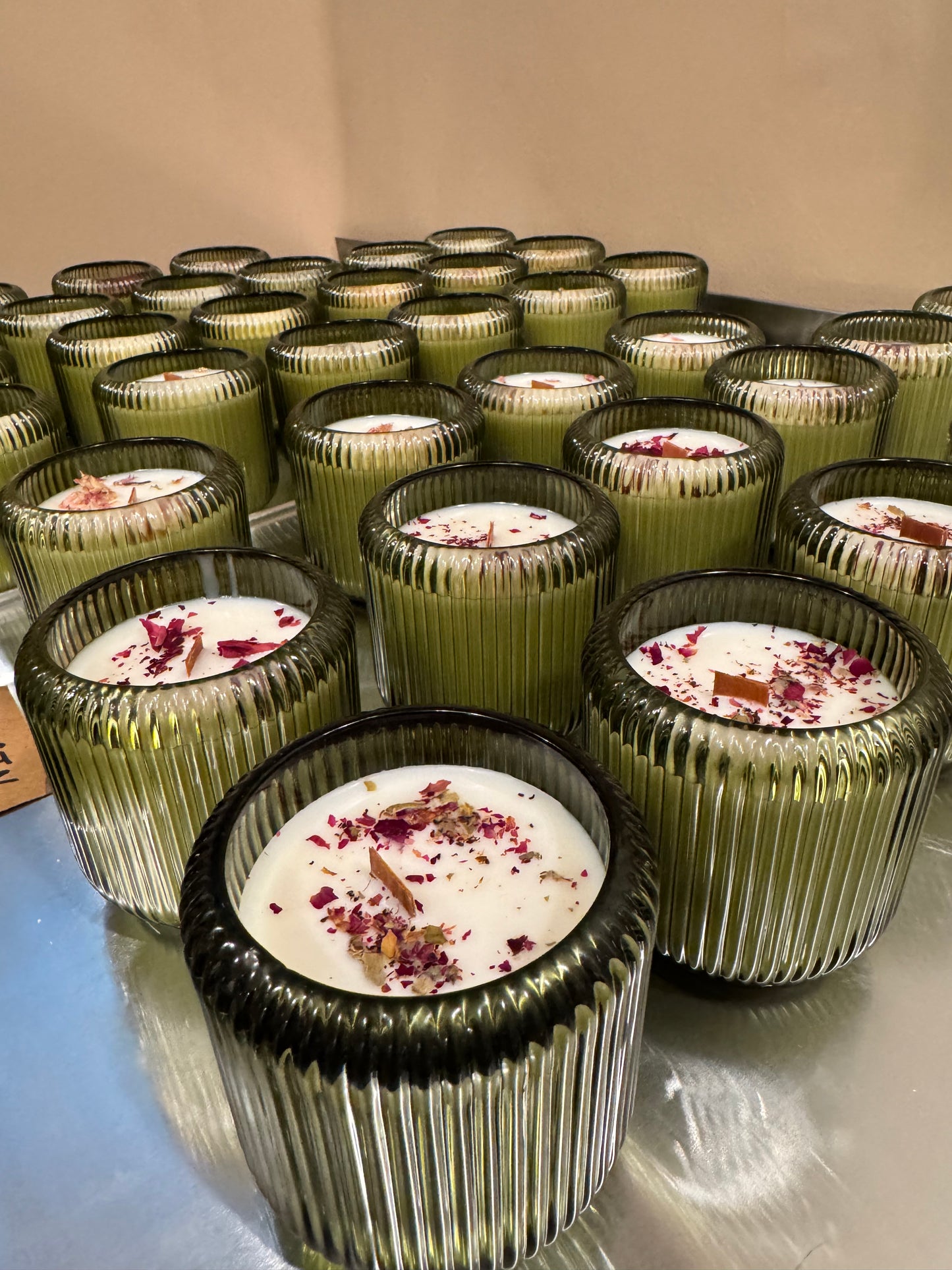 Green Glass Votive Candle