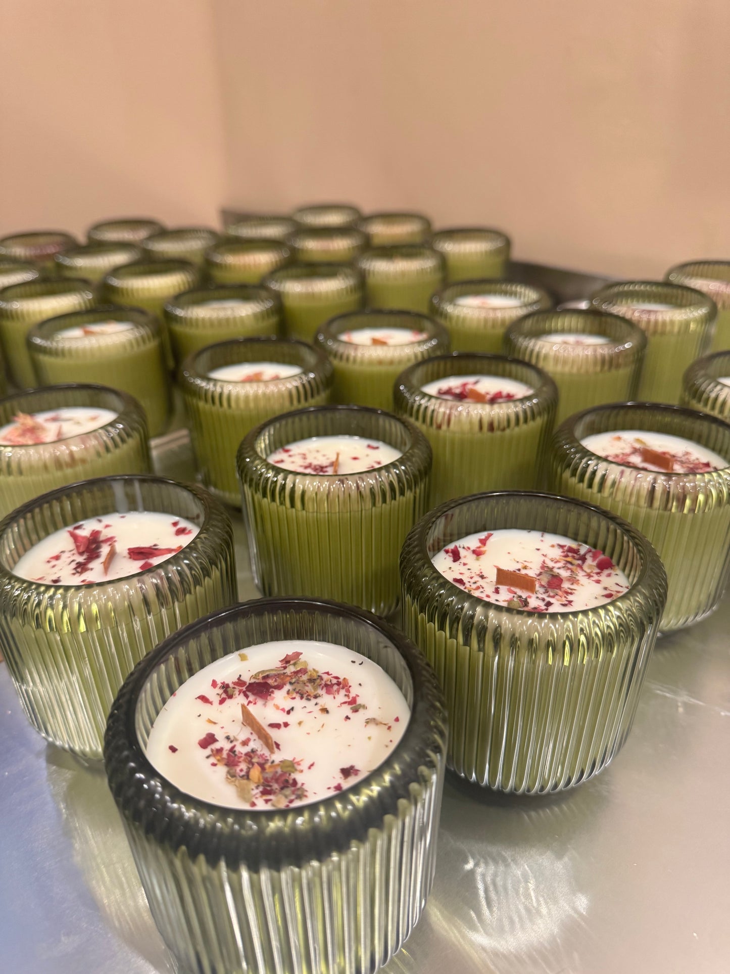 Green Glass Votive Candle