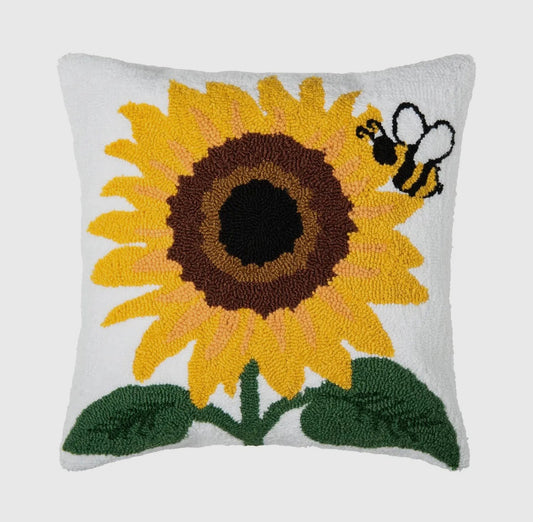 Sunflower and Bee Throw Pillow